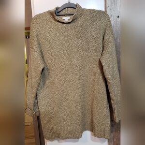 Pure JJill Cotton Blend Knitted Sweater Mock Neck Olive Green Med Fall Winter